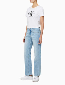 Buy 여성 로우라이즈 스트레이트핏 라이트블루 데님 in color CHALKY BLUE