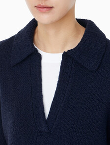 Buy 여성 L/S 부클레 폴로 in color DARK SAPPHIRE