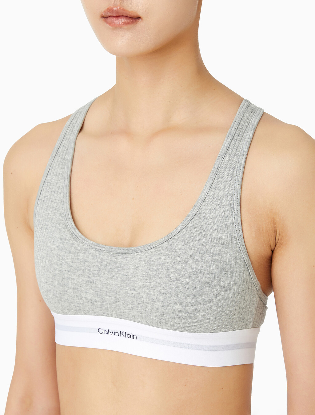 Buy 여성 코튼 모달 스트레치 립 AF 브라렛 in color GREY HEATHER
