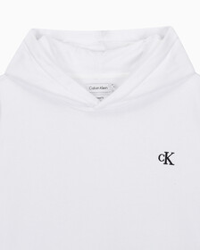 Buy 남성 아카이브 릴렉스핏 CK 스몰 로고 기모 후디 in color BRILLIANT WHITE