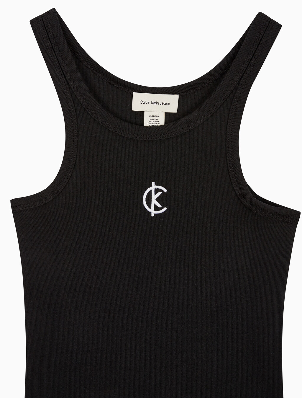 Buy 여성 코튼 컨투어 립 CK 탱크 in color BLACK