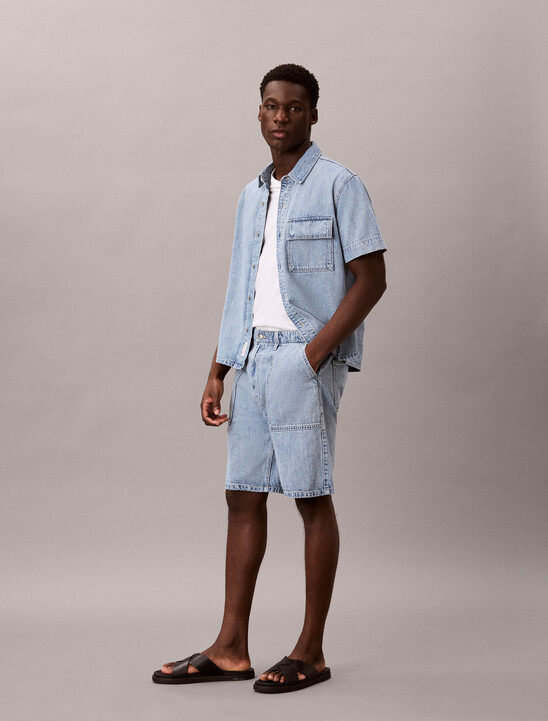 린넨 유틸리티 쇼츠 데님 쇼츠