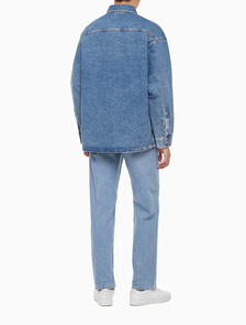 Buy 남성 박시 루즈핏 데님 셔츠 in color MID BLUE BACK EMBRO