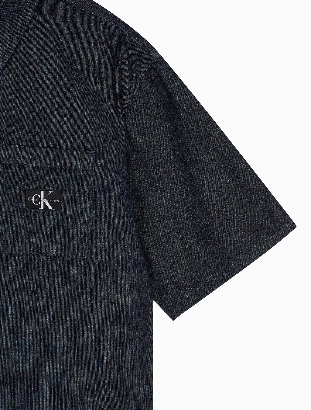 Buy 남성 캠프 반팔 데님 셔츠 in color BLUE BLACK HANGER LOOP