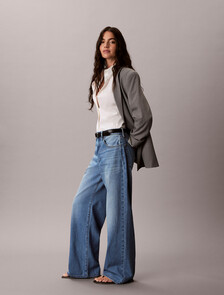 Buy 여성 와이드레그 에코 데님 in color Mid Blue