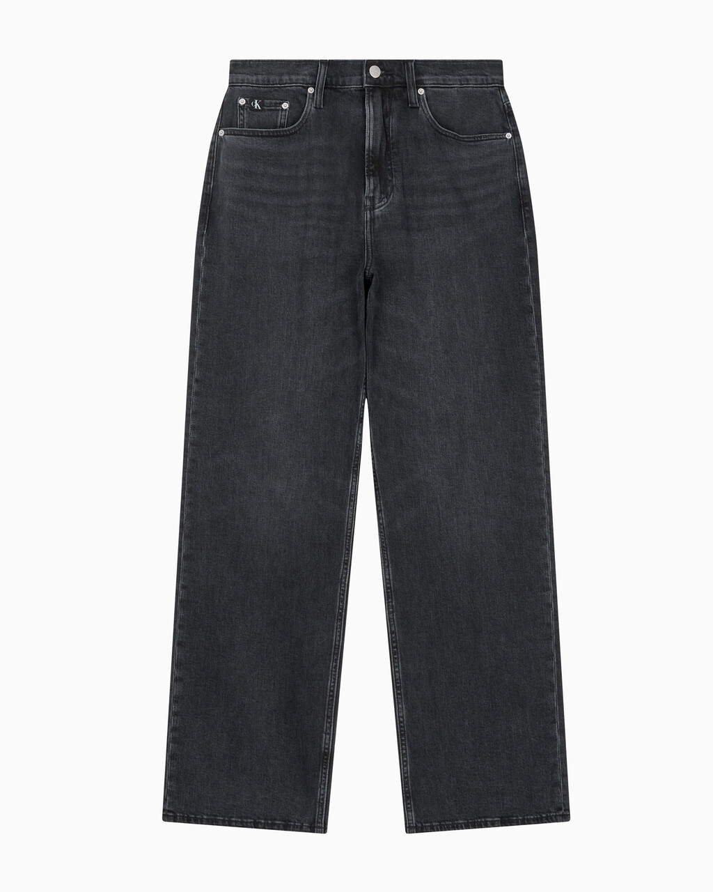 Buy 남성 뉴 와이드핏 블랙 데님 in color WASHED BLACK LOGO LACE