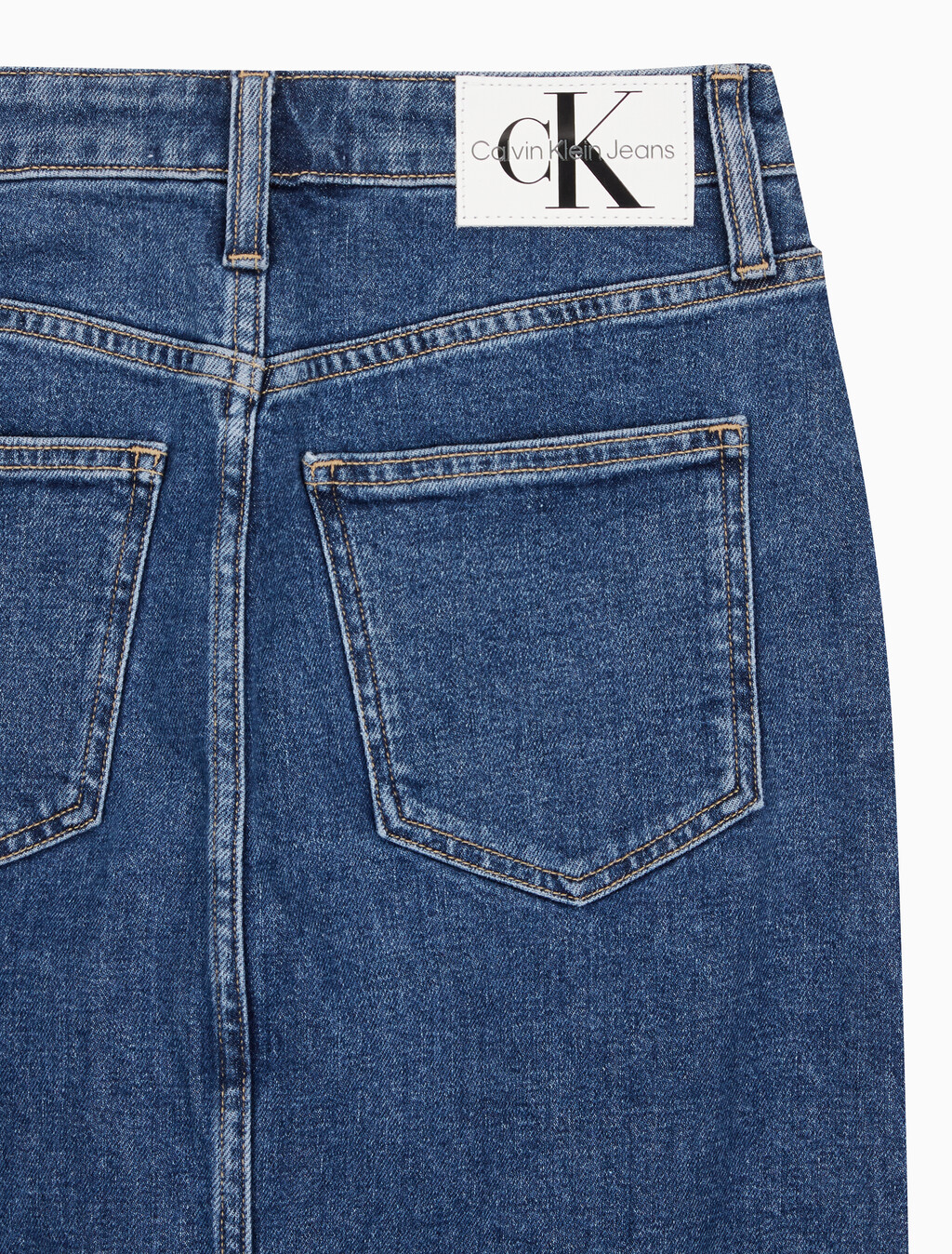 Buy 여성 맥시 데님 스커트 in color MID BLUE BACK EMBRO