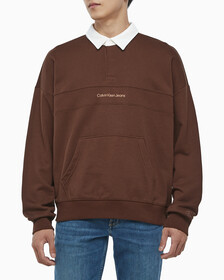 Buy 남성 롱슬리브 럭비 탑 in color DARK BROWN