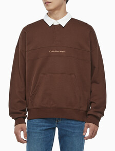 Buy 남성 롱슬리브 럭비 탑 in color DARK BROWN