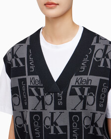 Buy 여성 브이넥 AOP 베스트 in color CK BLACK