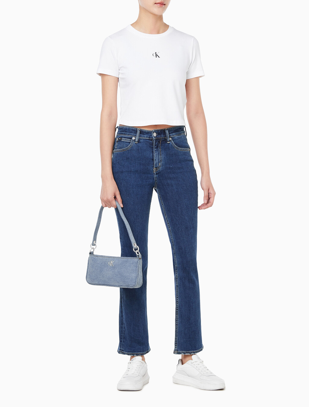 Buy 여성 로고 데님 크로스오버 스트랩 숄더백 in color DENIM