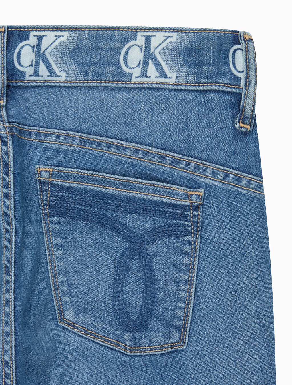 Buy 여성 바디핏 미드블루 앵클 데님 in color MID BLUE BACK EMBRO