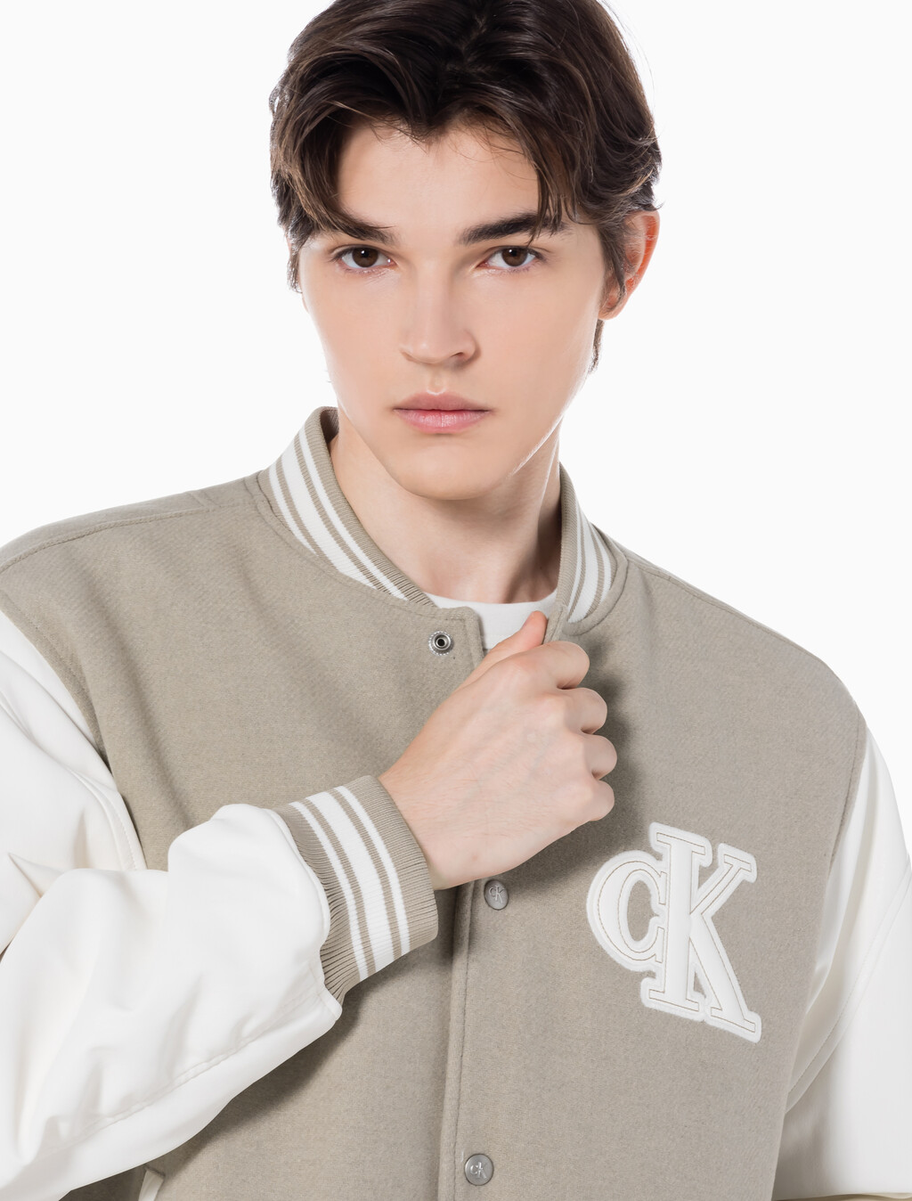 Buy 남성 바시티 봄버 자켓 in color BEIGE