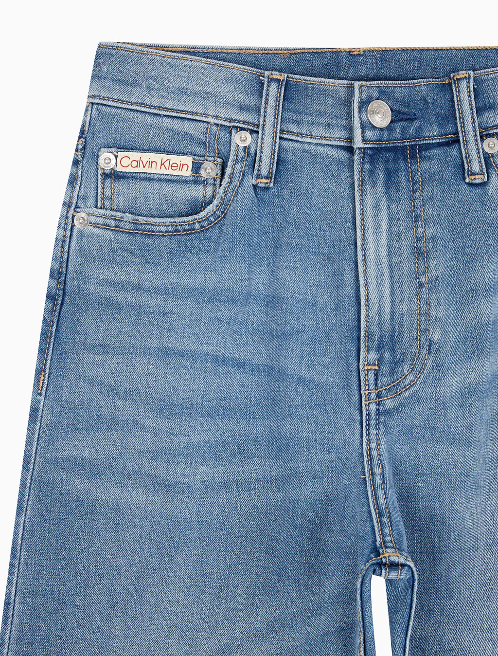 Buy 여성 하이라이즈 와이드레그핏 미드블루 37.5 라이트웨이트 데님 in color MID BLUE BACK EMBRO