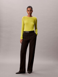 Buy 여성 L/S 쉬어 울 인사이드 아웃 티셔츠 in color yellow