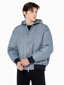 Buy 남성 후디 보머 다운 자켓 in color GREY