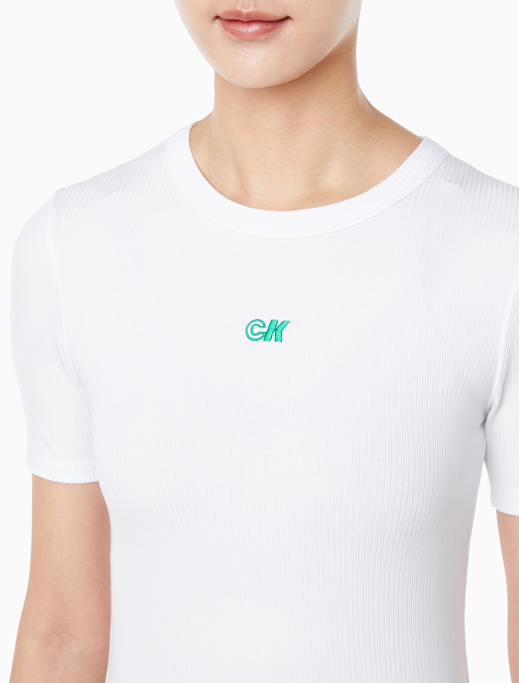 Buy 여성 모달 립 반팔 티셔츠 in color BRILLIANT WHITE