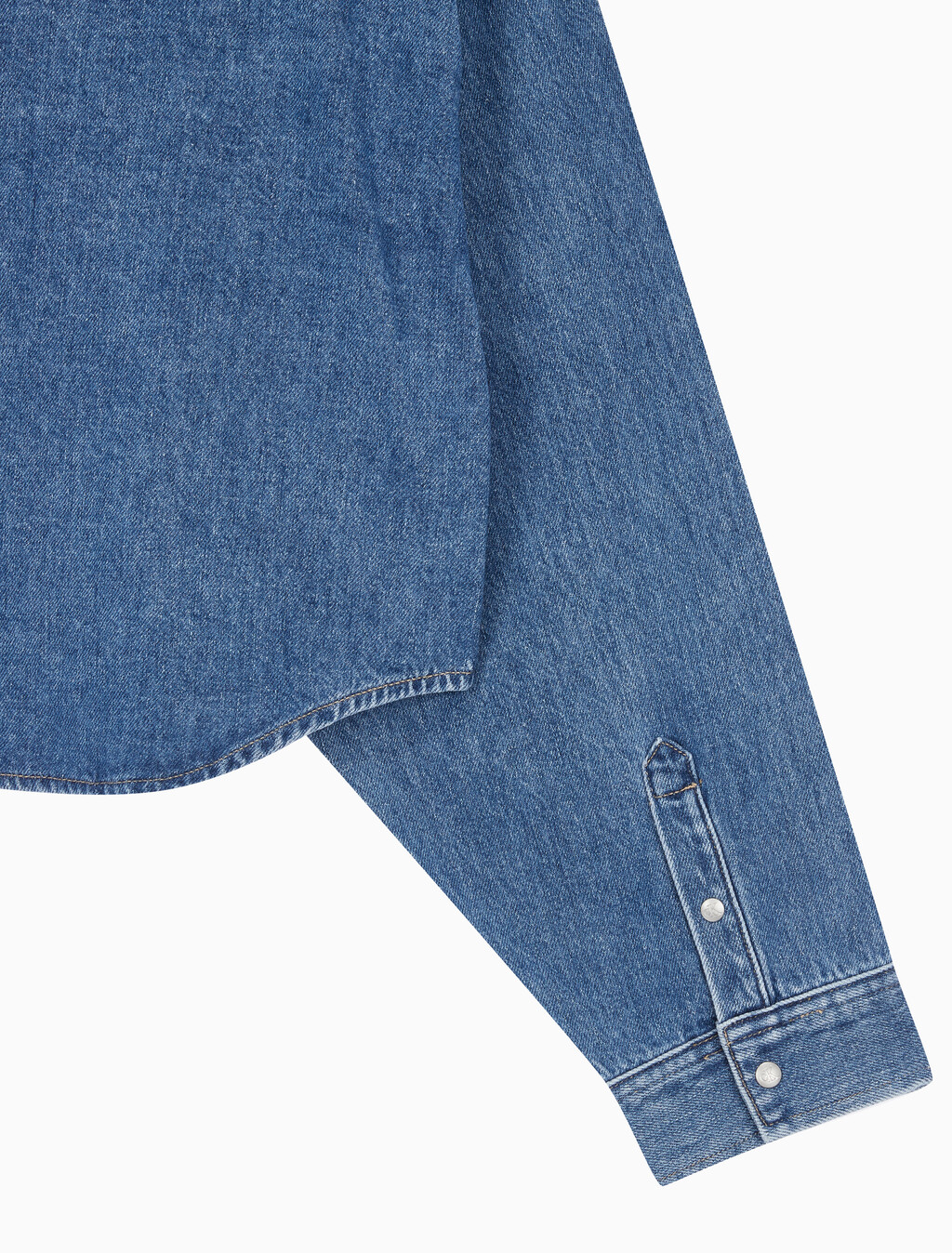 Buy 여성 오버사이즈핏 미드블루 크롭 데님 재킷 in color MID BLUE BACK EMBRO