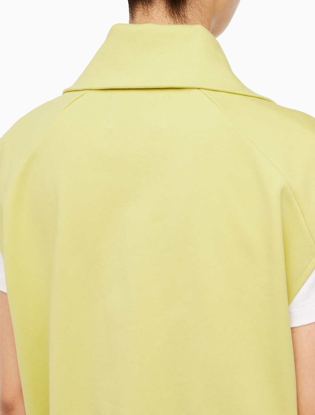 Buy 여성 드롭숄더 하프집업 슬리브리스 니트탑 in color YELLOW SAND