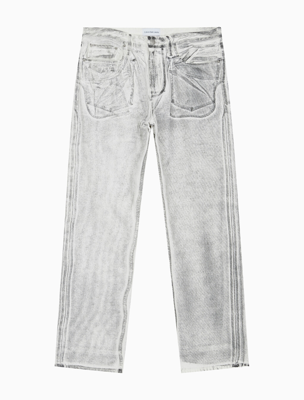 Buy 남성 90's 스트레이트핏 화이트 블랙 데님 in color MID BLUE BACK EMBRO