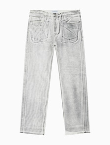 Buy 남성 90's 스트레이트핏 화이트 블랙 데님 in color MID BLUE BACK EMBRO