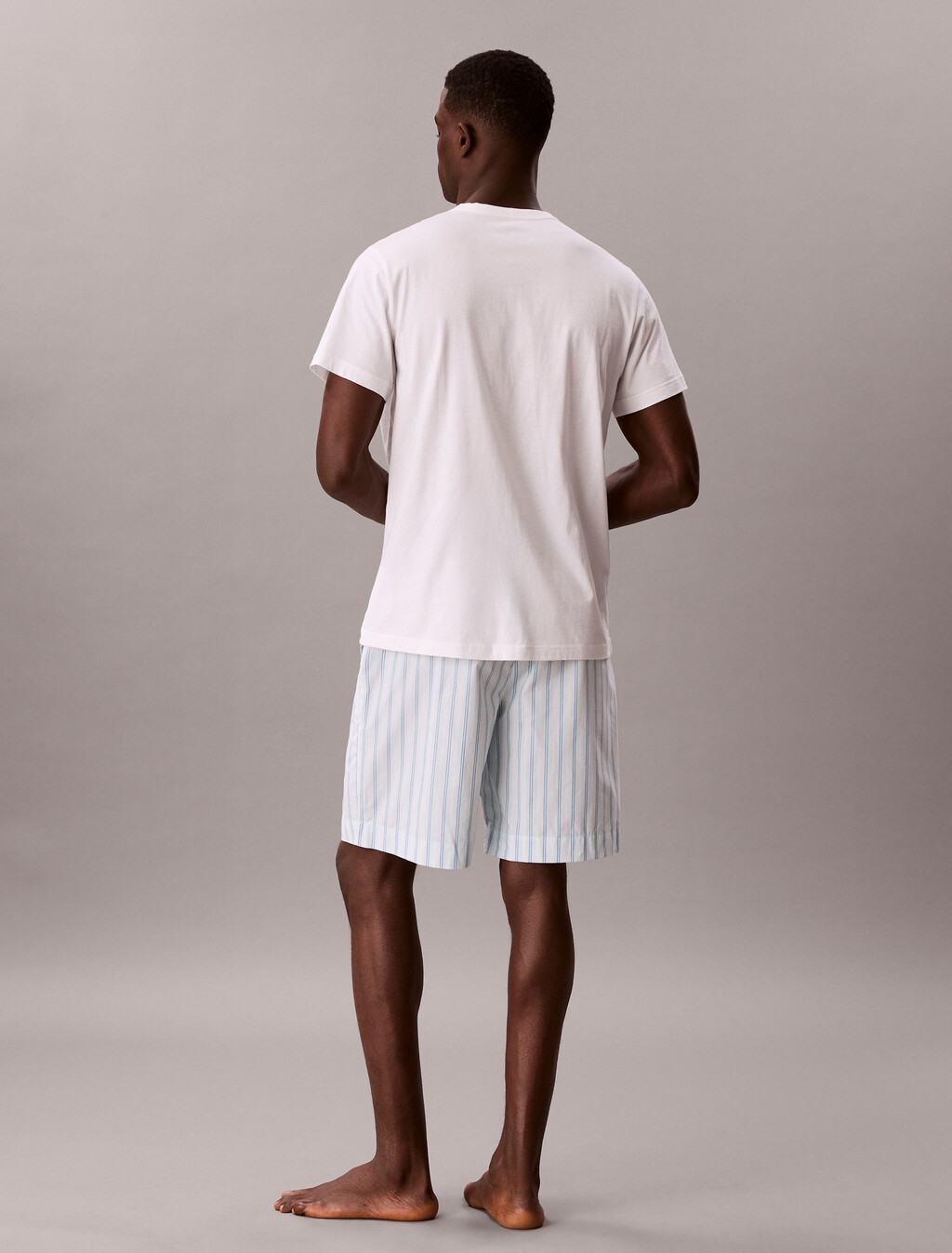 Buy 남성 코튼 포플린 슬립 반팔 쇼츠 세트 in color White + Mint