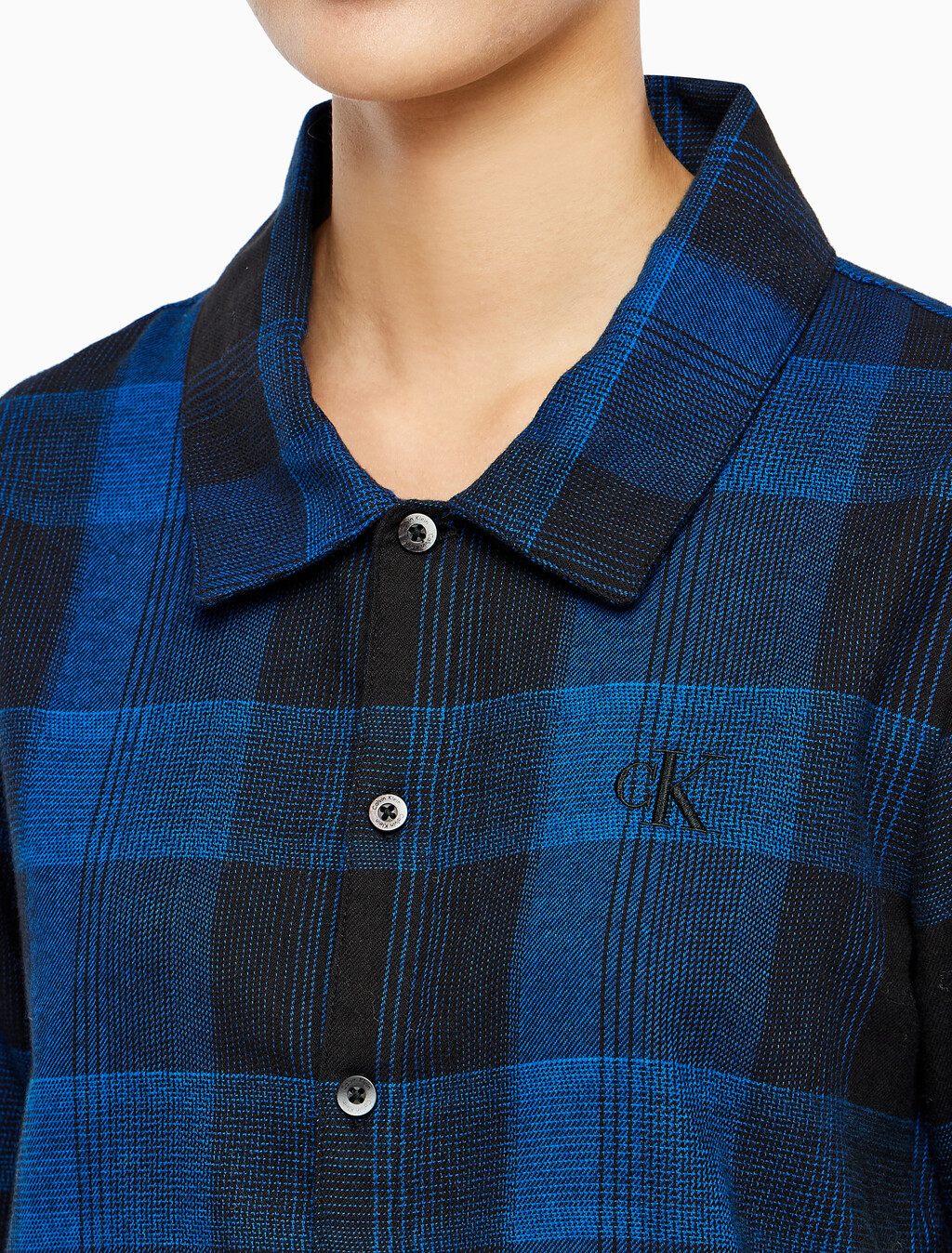 Buy 여성 플란넬 파자마 롱슬리브 탑 in color BLACK FLANNEL