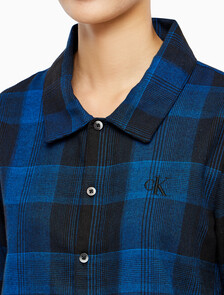 Buy 여성 플란넬 파자마 롱슬리브 탑 in color BLACK FLANNEL