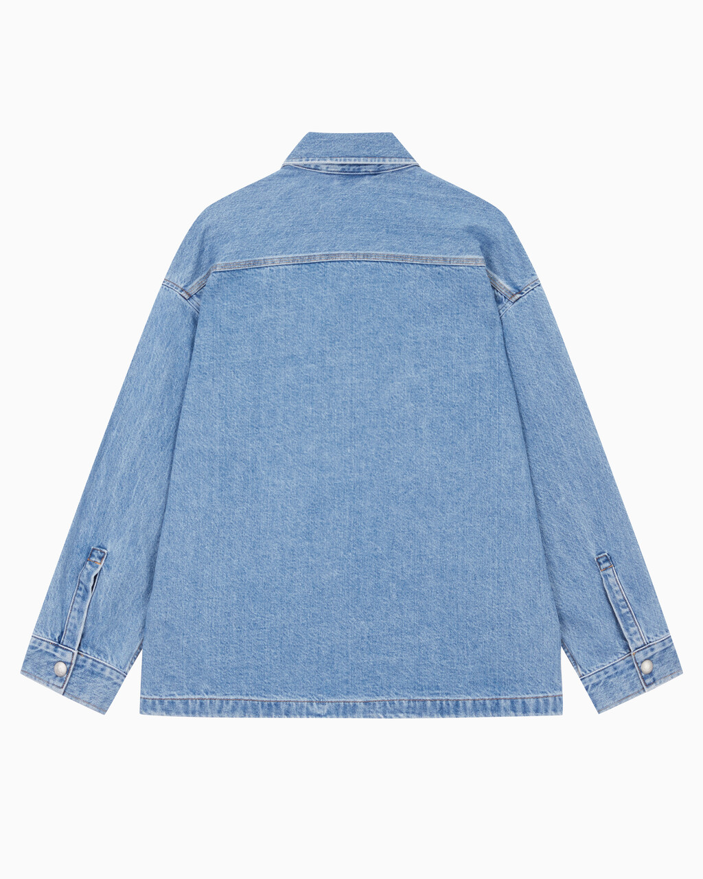 Buy 남성 박시 루즈핏 라이트블루 데님 셔츠 in color 028A CHALKY BLU