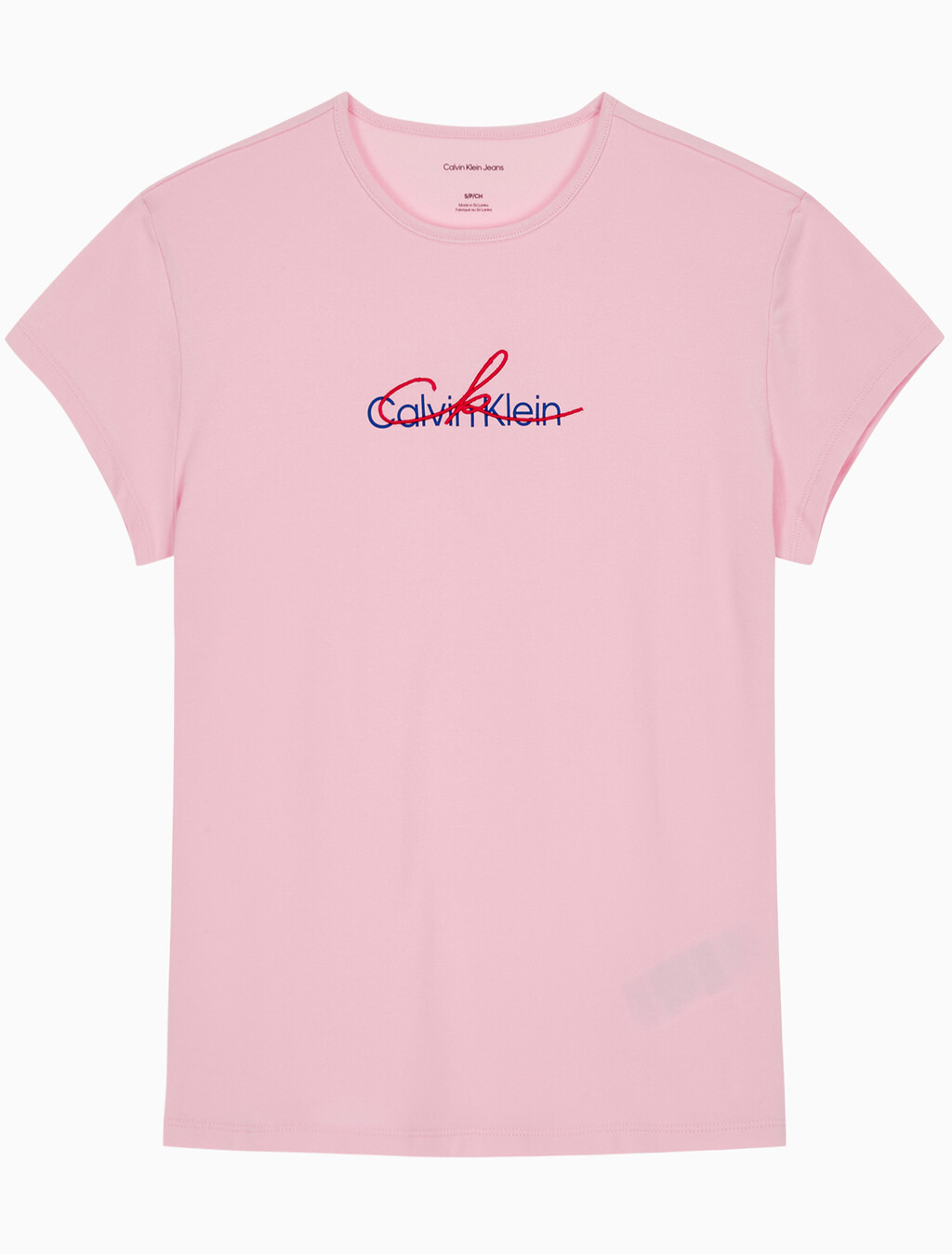 Buy 여성 슬림 스크립 CK로고 반팔 티셔츠 in color PASTEL PINK