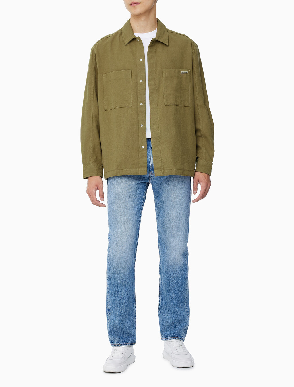 Buy 남성 릴렉스핏 플란넬 오버셔츠 in color OLIVE