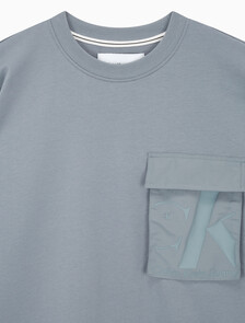 Buy 남성 오버사이즈 우븐 포켓 반팔 스웻셔츠 in color OVERCAST GREY