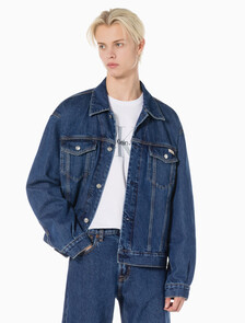 Buy 남성 90's 다크블루 데님 트러커 자켓 in color DARK BLUE