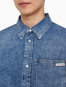 Buy 남성 레귤러핏 미드블루 데님 셔츠 in color CHALKY BLUE