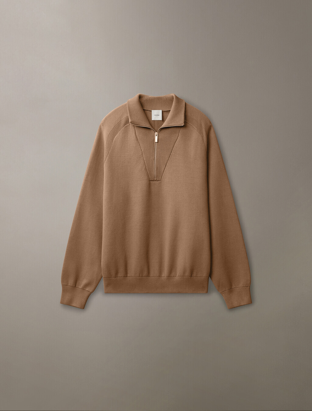 Buy 유니섹스 롱슬리브 테크 니트 쿼터 집업 스웨터 in color SPICED PLUM