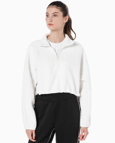 Buy 여성 릴랙스핏 쉐르파 크롭 풀오버 in color WHITE