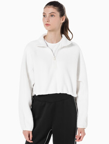 Buy 여성 릴랙스핏 쉐르파 크롭 풀오버 in color WHITE