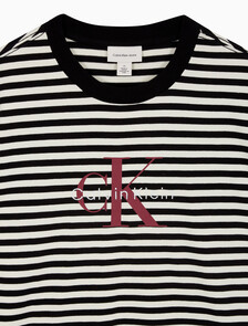 Buy 남성 스트라이프 모노그램 로고 반팔 티셔츠 in color BLACK
