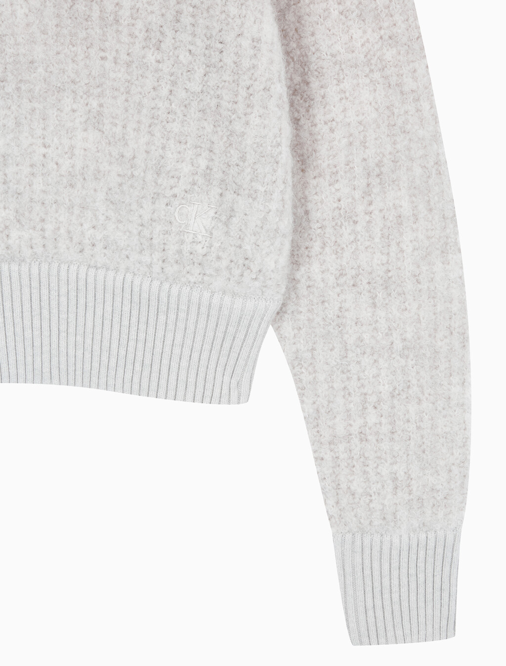 Buy 여성 크롭 하프 집 울 스웨터 in color LIGHT GREY HEATHER