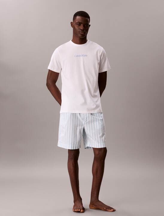 남성 코튼 포플린 슬립 반팔 쇼츠 세트