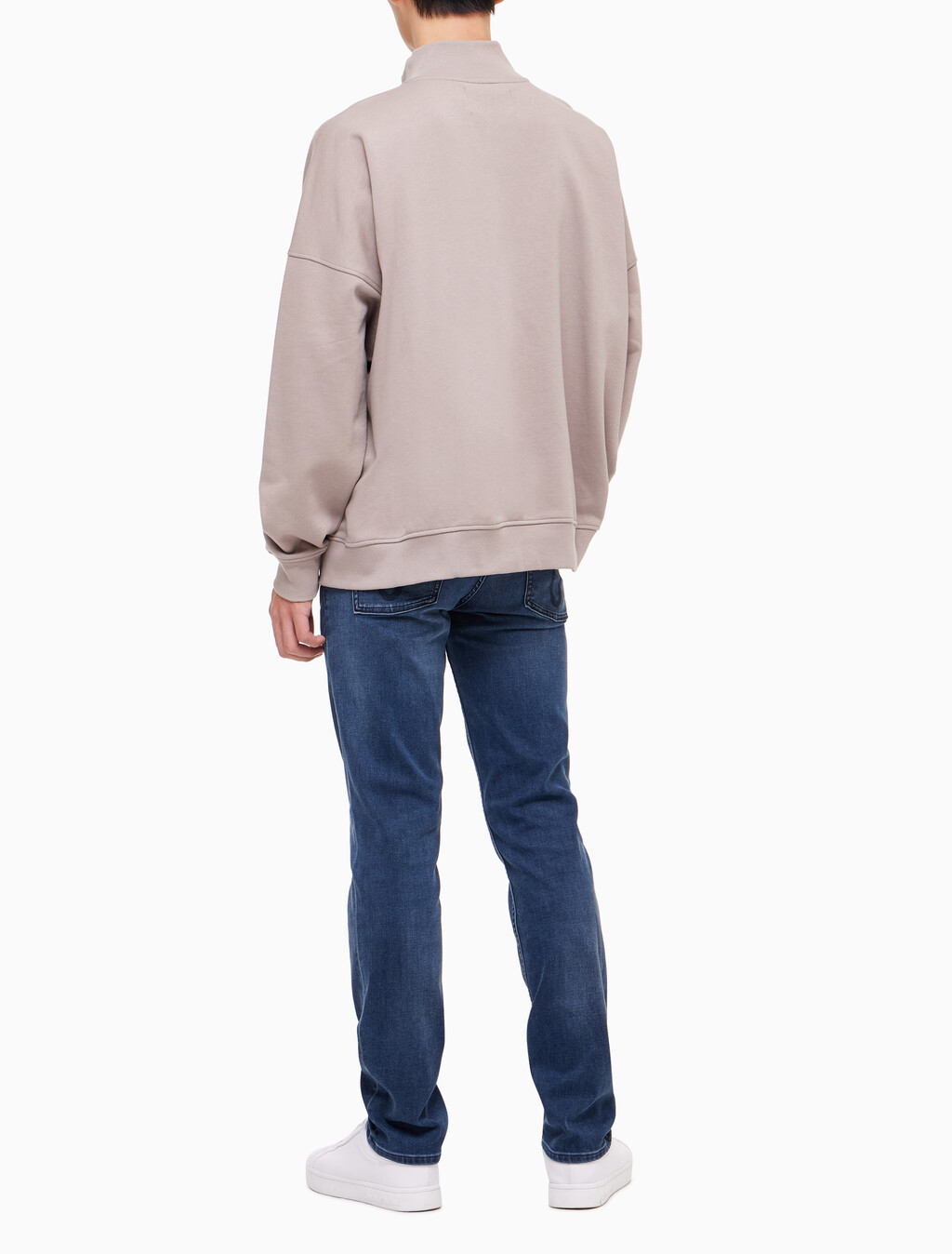 Buy 남녀공용 모노그램 로고 하프 집업 스웨트셔츠 in color PERFECT TAUPE