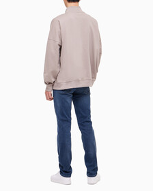 Buy 남녀공용 모노그램 로고 하프 집업 스웨트셔츠 in color PERFECT TAUPE
