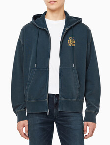 Buy 남성 워시드 프리미엄 빈티지 로고 후드집업 in color Navy