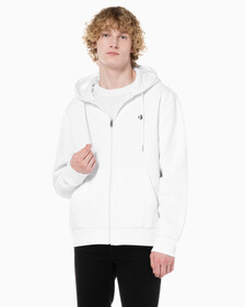 Buy 남성 아카이브 로고 플리스 집업 후디 in color BRILLIANT WHITE