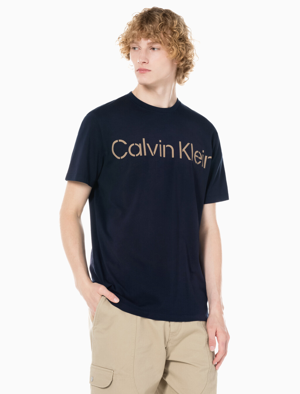 Buy 남성 소프트 페이디드 로고 크루넥 반팔 티셔츠 in color DARK SAPPHIRE