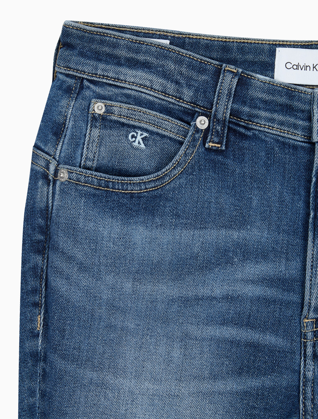 Buy 여성 하이라이즈 부츠핏 미드블루 데님 in color BLUE BLACK HANGER LOOP