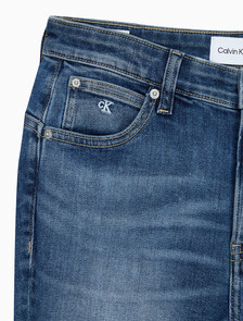 Buy 여성 하이라이즈 부츠핏 미드블루 데님 in color BLUE BLACK HANGER LOOP