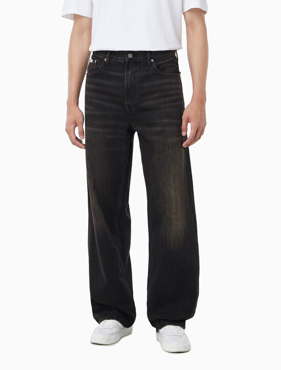 남성 배기핏 에스프레소 블랙 데님