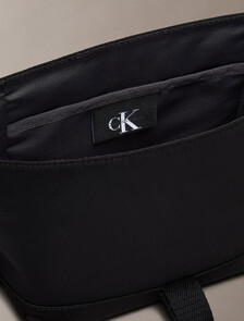 Buy 남성 볼드 로고 나일론 헤더 스몰 플랩 메신저 백 in color BLACK