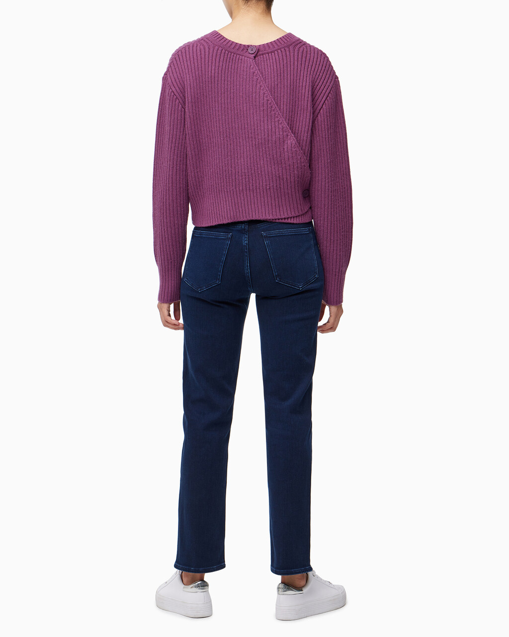 Buy 여성 캐시미어 백 디테일 풀오버 in color AMARANTH 